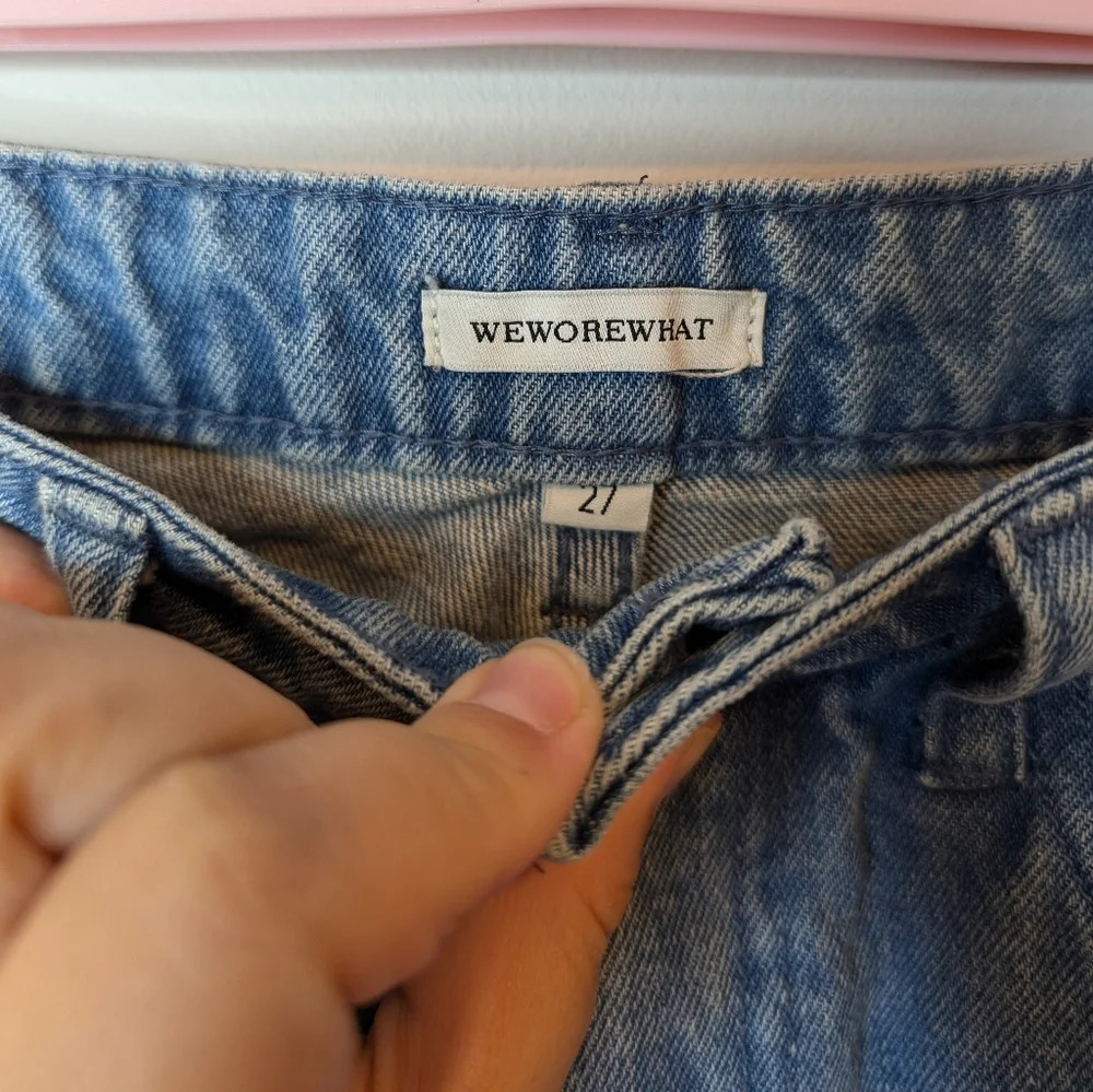 WEWOREWHAT Medium Wash Straight Leg  High Rise Denim Pants Women 27 - Picture 5 of 10